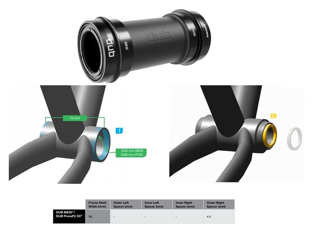 SRAM Vevlager, DUB™, PRESS-FIT BB30/42