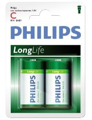 Philips Batteri, Longlife LR14 1.5V, 2-Pack