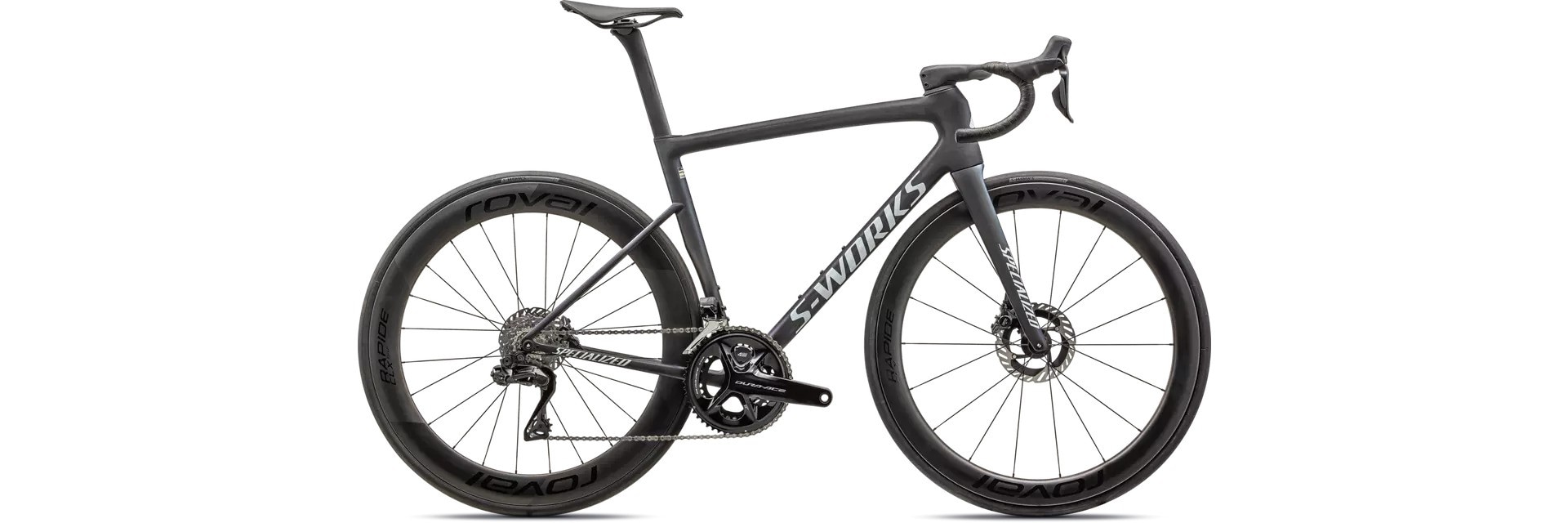 Specialized Cykel, Tarmac SL8 S-Works Dura-Ace, Satin Carbon / Viavi Cynan Blue / Viavi Silver-Blue Pearl Fade / Gloss Metallic WHITE SILVER