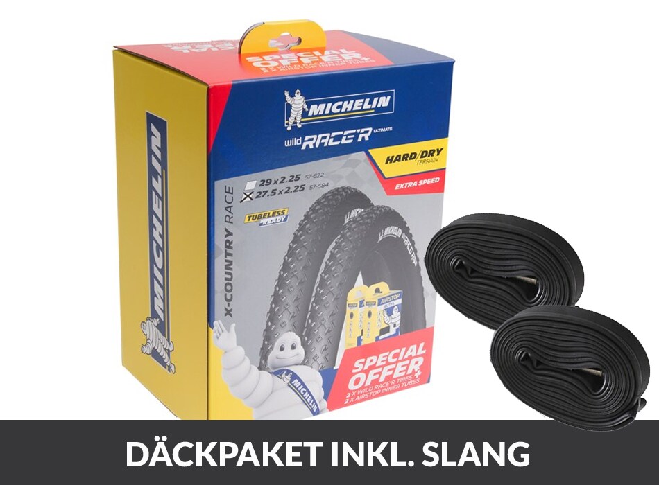 Michelin Däck, Wild Race'R 2-pack 27.5x2.25 Vikbart Inklusive 2st Slangar, Svart