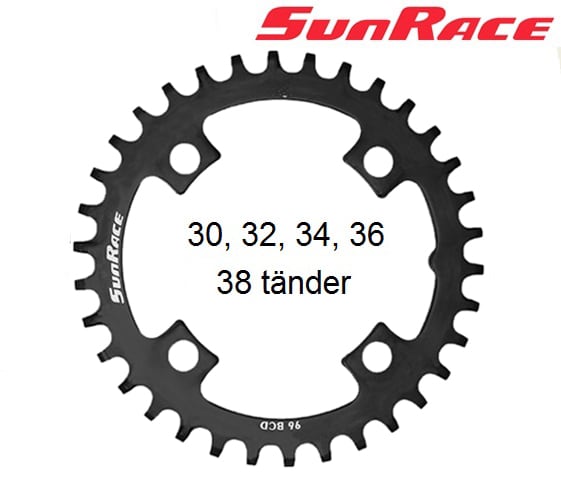 SunRace Drev, CR710S MTB single 96BCD, Svart