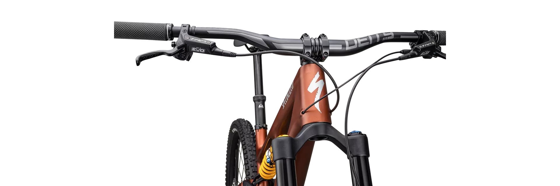 Specialized Cykel, Stumpjumper 15 OHLINS COIL, Satin Copper Speckle / Satin Silver Dust