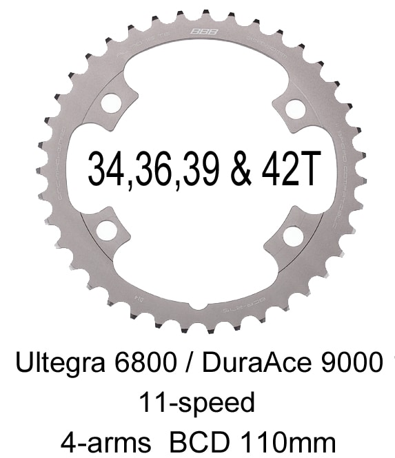 BBB Drev, Shimano FC9000/6800 11sp, 34-42 4 bult x 110 mm, Inre