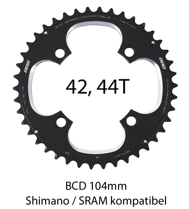 BBB Drev, RoundAbout ShiftPin, 4 arms 104 mm 3-del Yttre, 42 - 44t