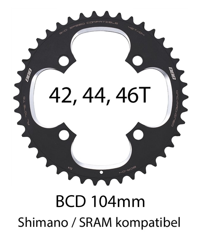 BBB Drev, RoundAbout 4 arms 104 mm 3-del Yttre, 42 - 46t