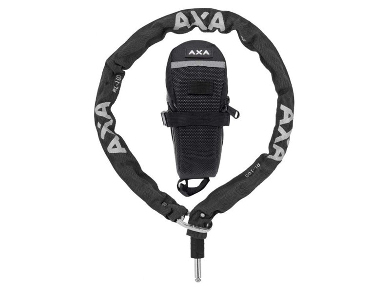 Axa Låskedja, RLC 100 Plug-in Chain med Sadelväska, Black