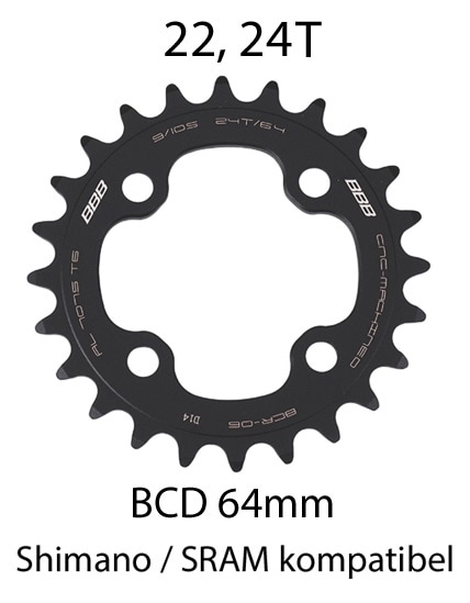 BBB Drev, RoundAbout 4 arms 64 mm 3-del Inre, 22 - 24t