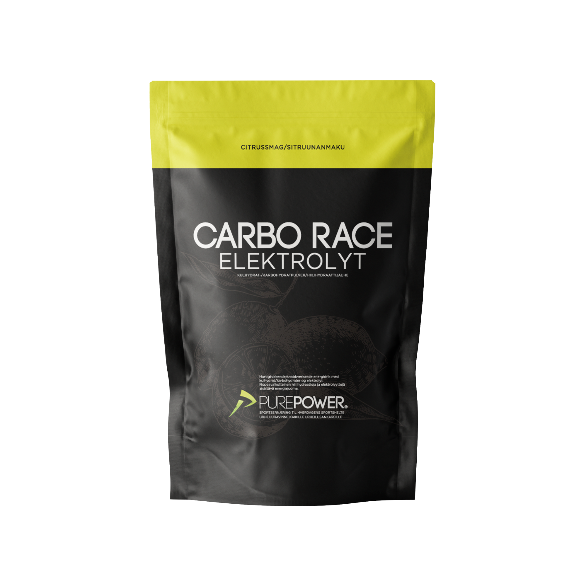 PurePower Sportdryck, Carbo Race Electrolyte 1kg, Diverse Smakalternativ