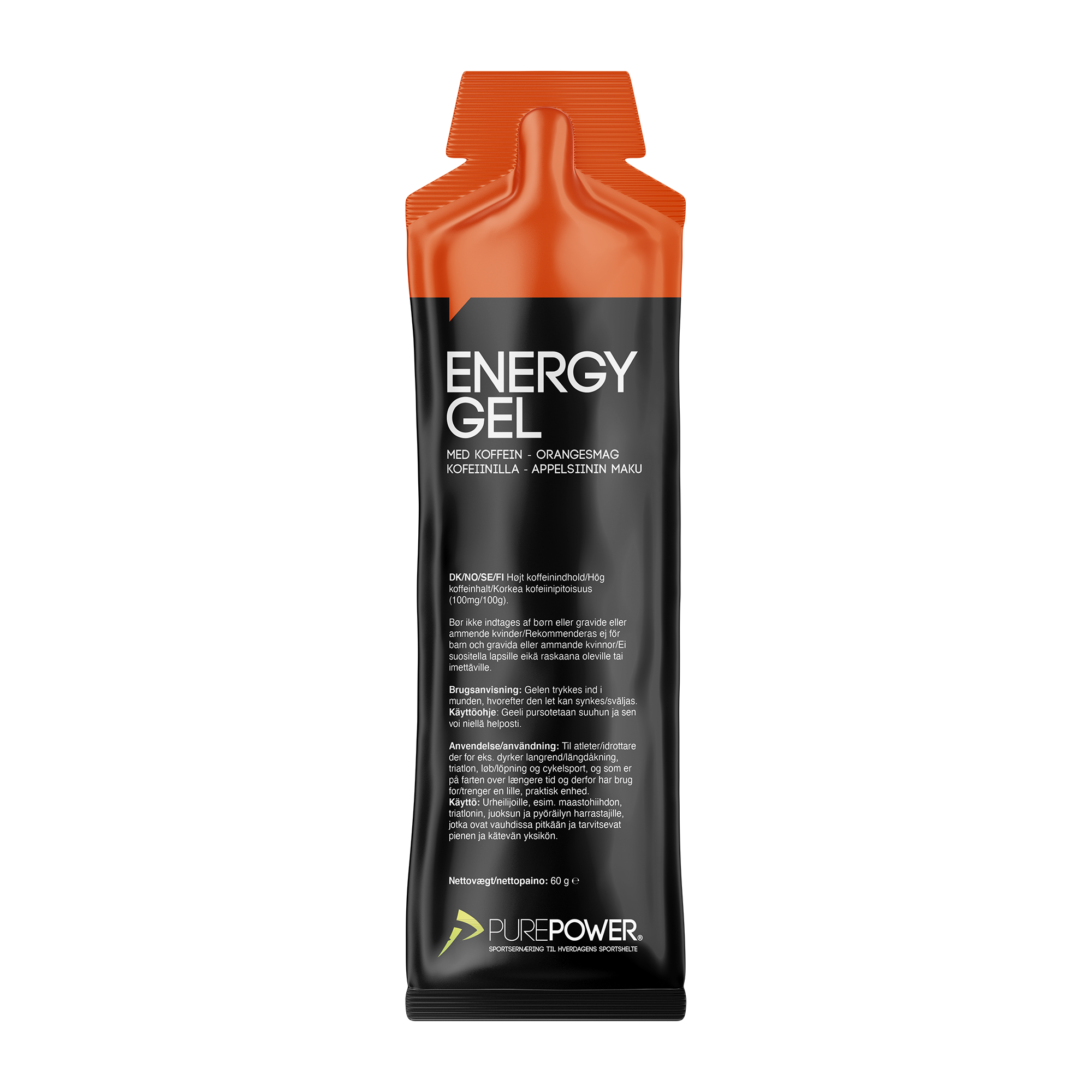 PurePower Gel, Energy Gel Caffeine 60g, Apelsin