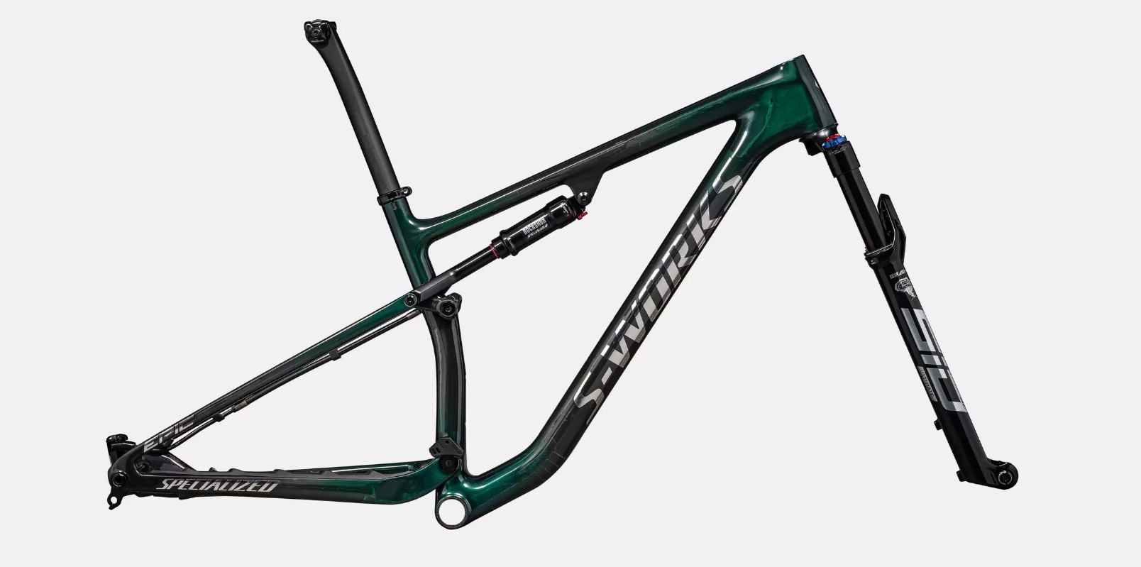 Specialized Ram, Epic S-Works, Gloss Green Tint Fades Over Carbon / Chrome