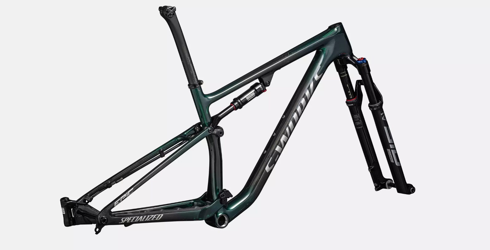 Specialized Cykel, Epic S-Works, Gloss Green Tint Fades Over Carbon / Chrome
