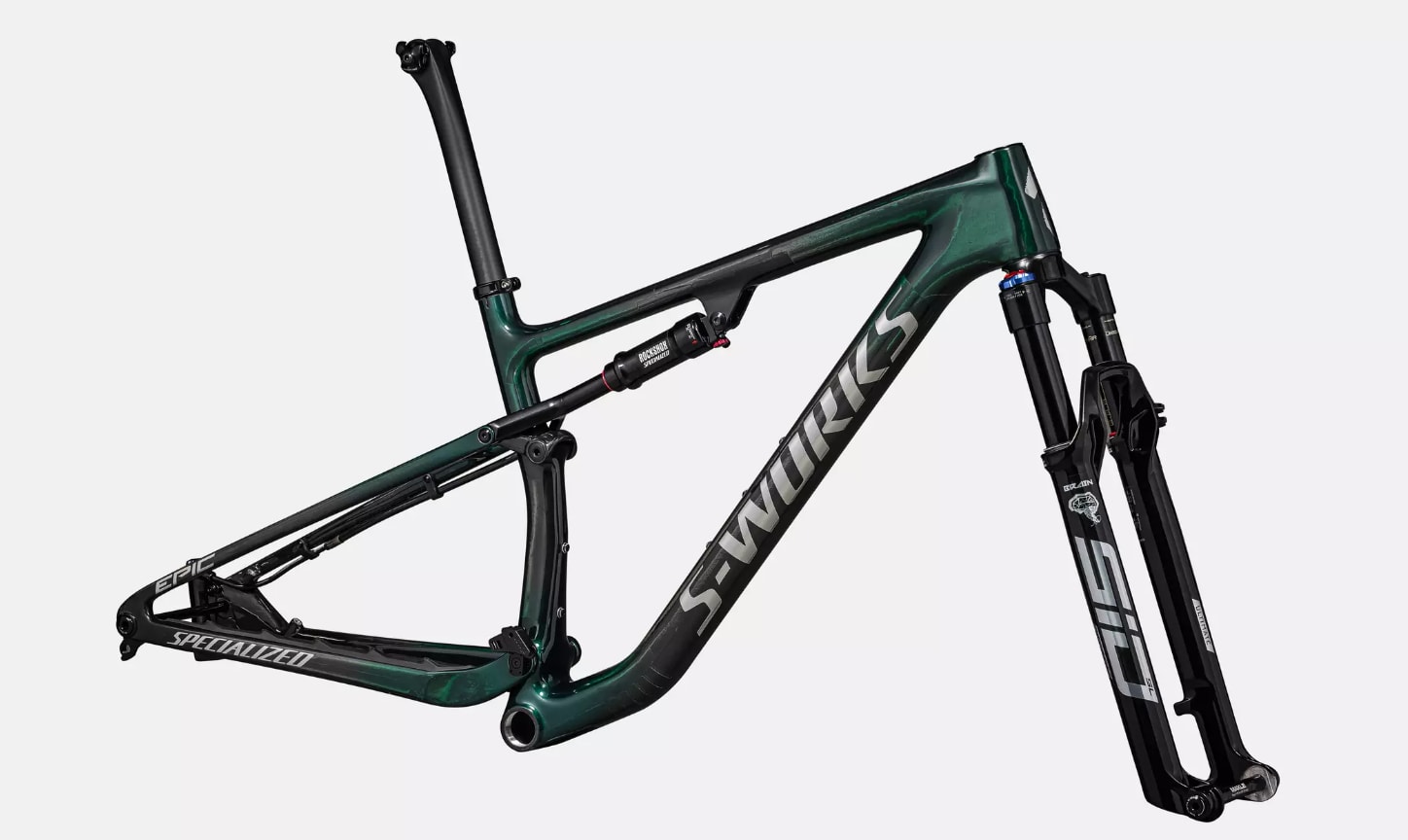 Specialized Cykel, Epic S-Works, Gloss Green Tint Fades Over Carbon / Chrome