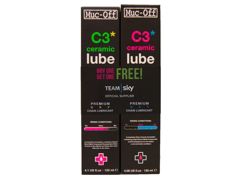 Muc-Off Kedjeolja, C3 Dry & C3 Wet Lube Twin Pack 2x120ml