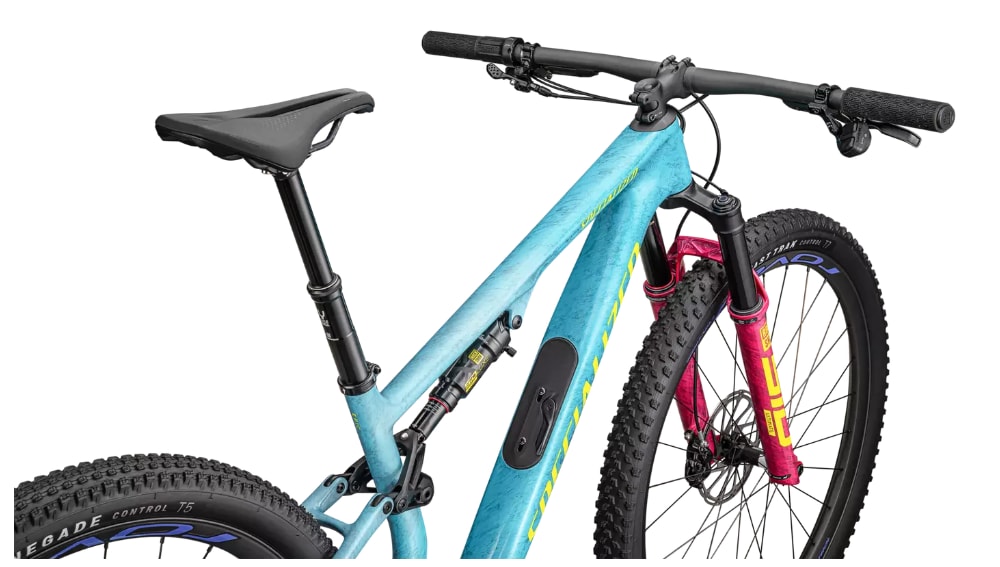 Specialized Cykel, Epic 8 PRO, Gloss Lagoon Blue / Liquid Metal / Yellow