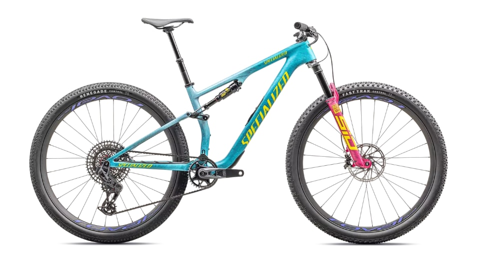 Specialized Cykel, Epic 8 PRO, Gloss Lagoon Blue / Liquid Metal / Yellow