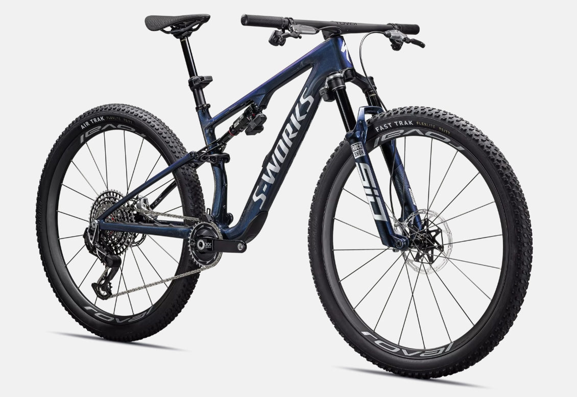 Specialized Cykel, Epic 8 S-Works, Gloss Cyan Blue Pearl / Metallic White Silver