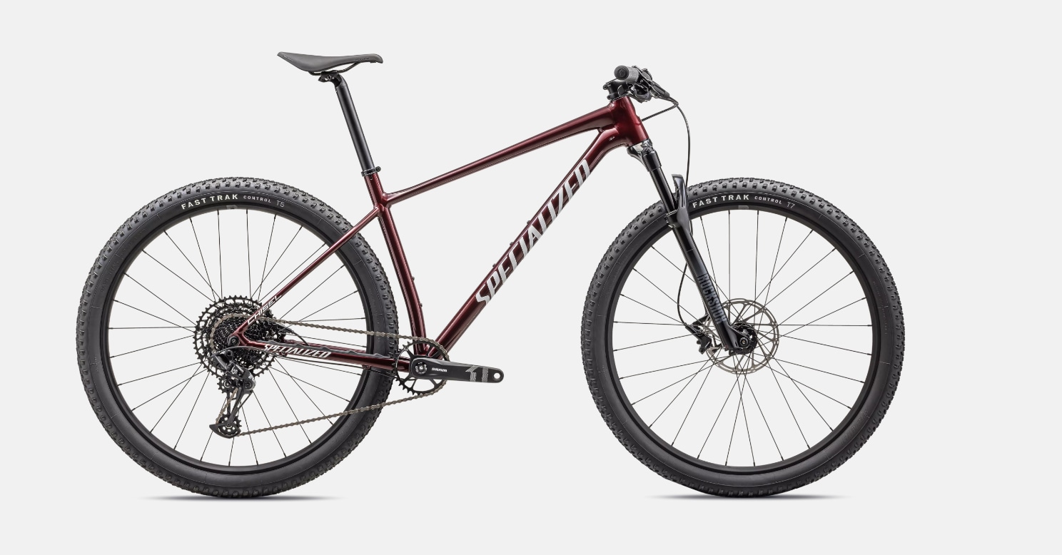 Specialized Cykel, Chisel HT Comp, Gloss Red Tint Over Smoke / White