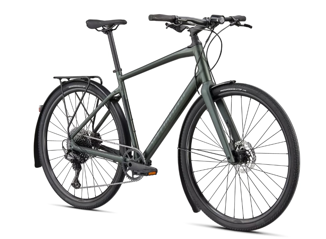 Specialized Cykel, Sirrus X 4.0 EQ, Satin Oak Green Metallic / Black Reflective
