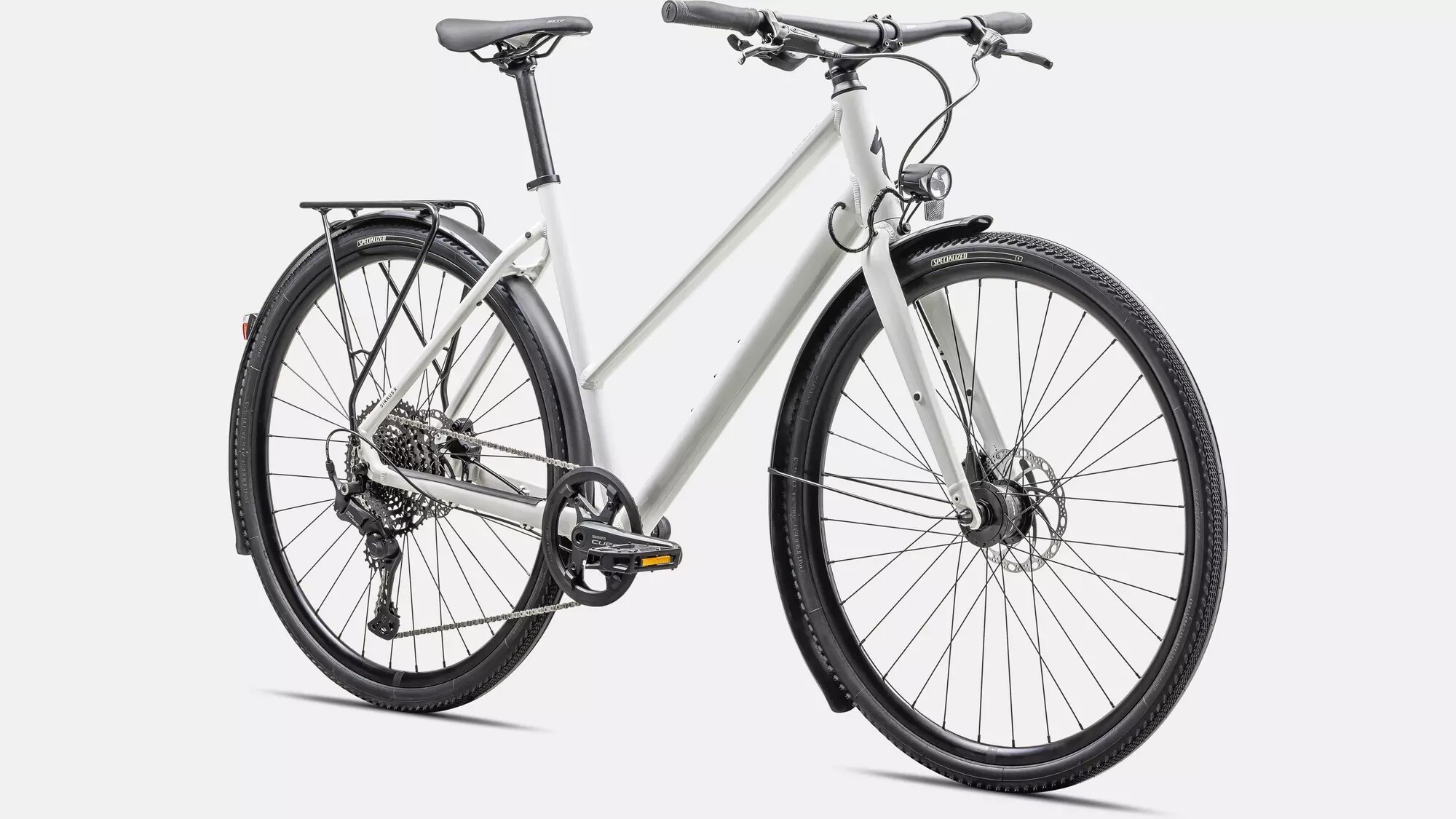 Specialized Cykel, Sirrus X 3.0 Step-Through EQ,  Gloss Spruce / White Sage Reflective