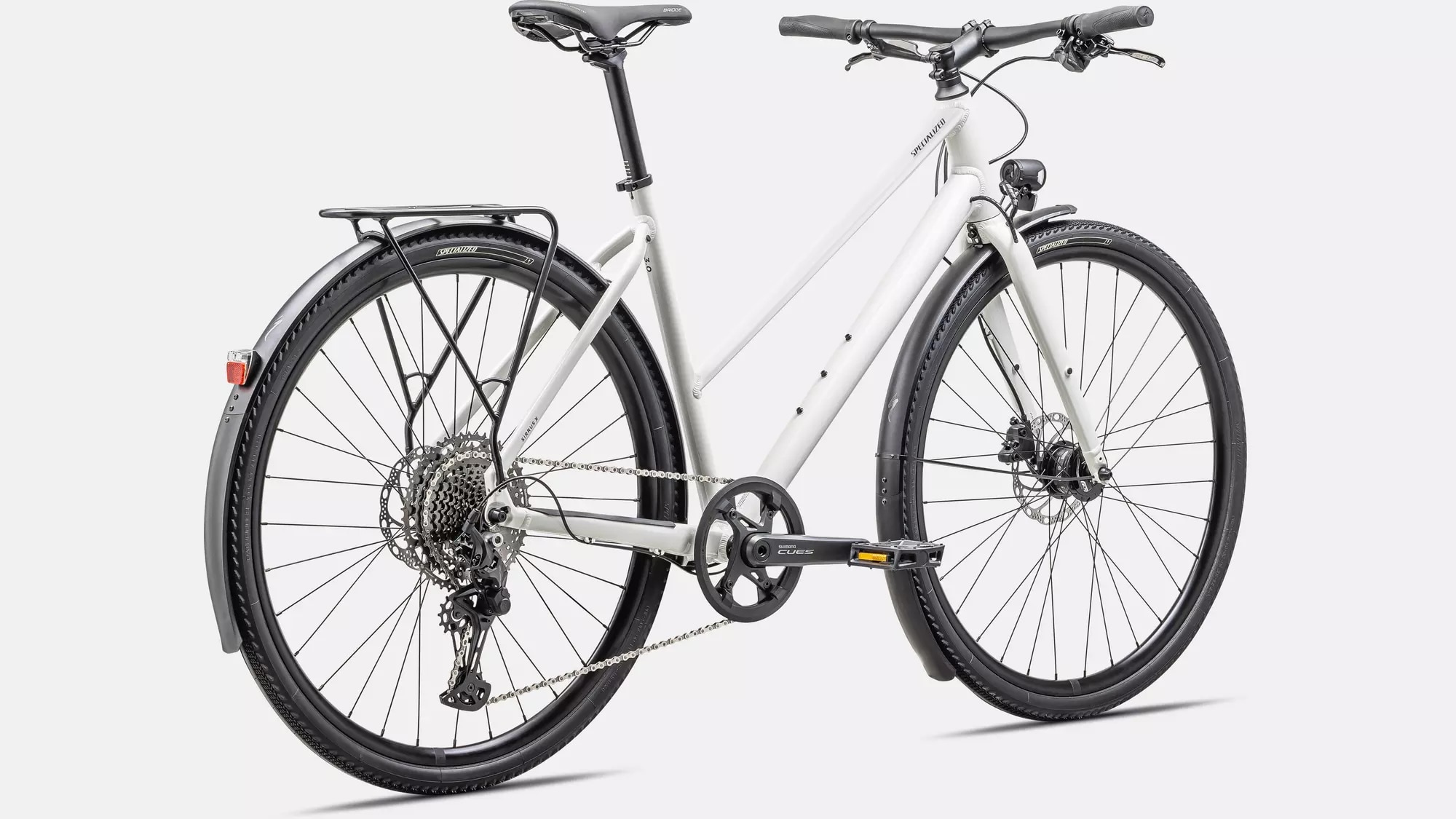 Specialized Cykel, Sirrus X 3.0 Step-Through EQ,  Gloss Spruce / White Sage Reflective