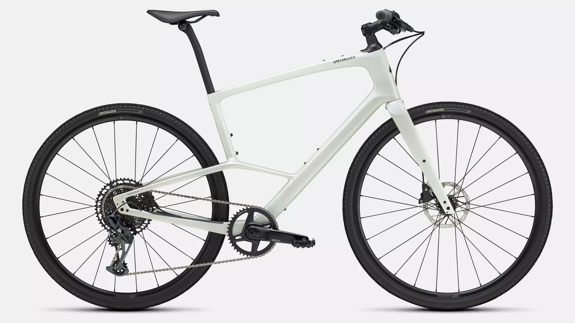 Specialized Cykel, Sirrus X 6.0,Gloss Dune White / Obsidian Fade Refletive