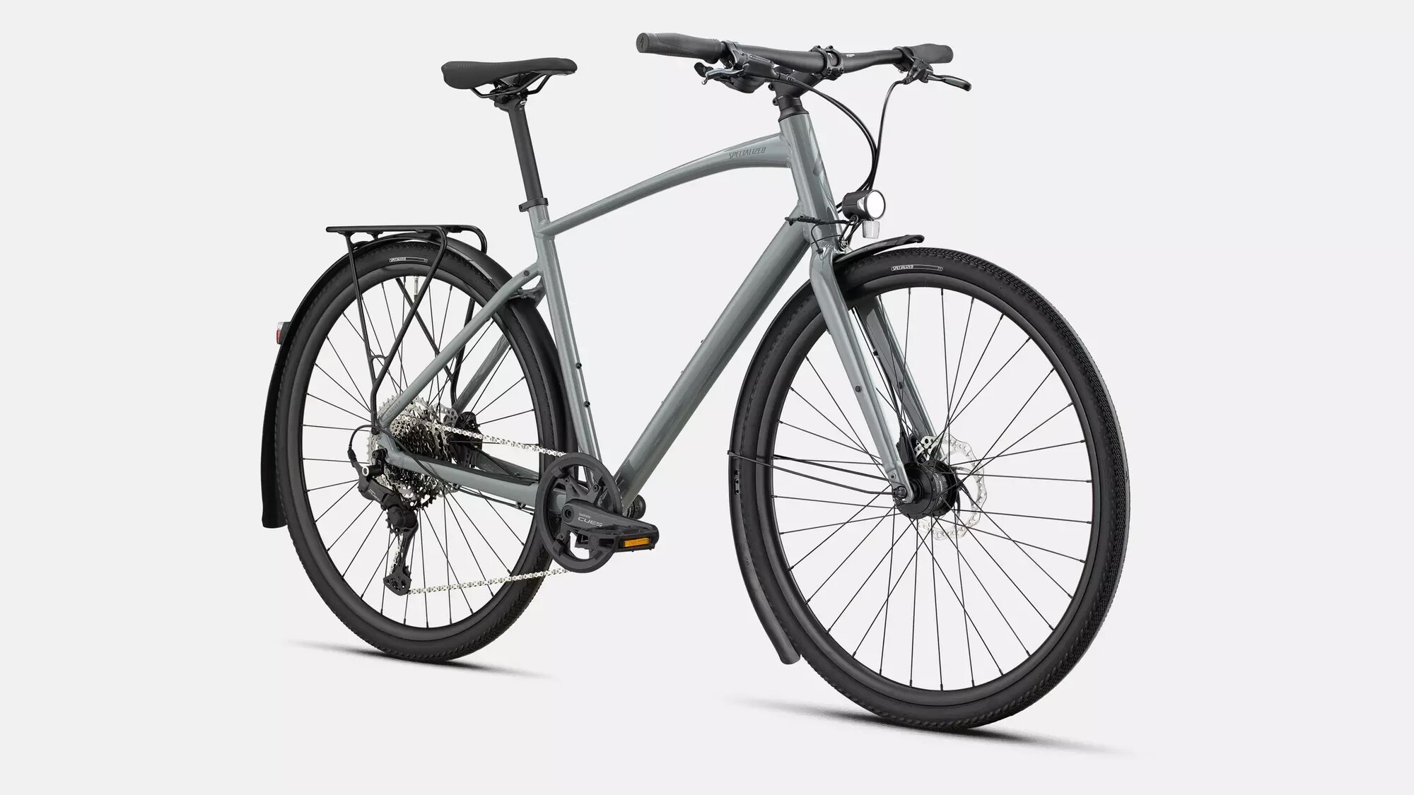 Specialized Cykel, Sirrus X 3.0 EQ, Gloss Ashen Grey / Black Liquid Metal Reflective