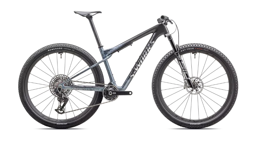 Specialized Cykel, Epic World Cup S-Works, Gloss Glacial Metallic Granite / Brushed Chrome