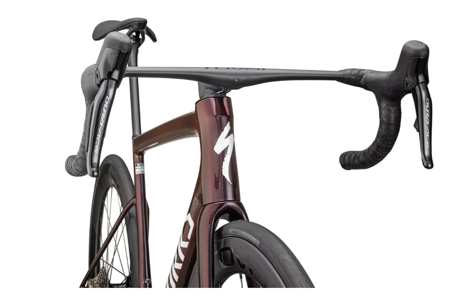 Specialized Cykel, Tarmac SL8 S-Works Shimano Dura-Ace Di2, Gloss Solidity / Red To Black Pearl / Metallic White Silver