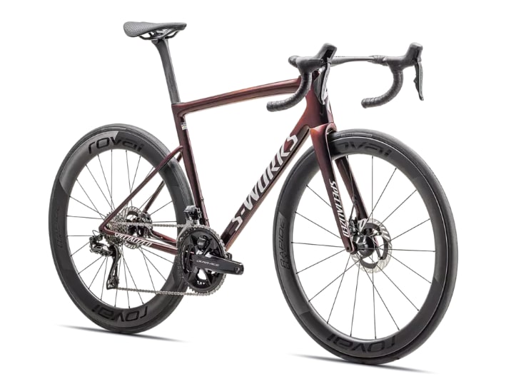 Specialized Cykel, Tarmac SL8 S-Works Shimano Dura-Ace Di2, Gloss Solidity / Red To Black Pearl / Metallic White Silver