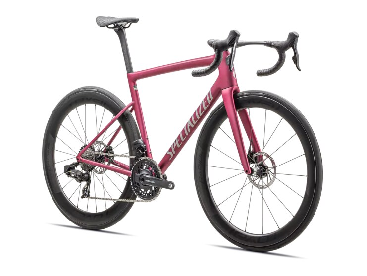 Specialized Cykel, Tarmac SL8 Pro AXS, Satin Pink Tint Over Silver Dust / Silver Dust