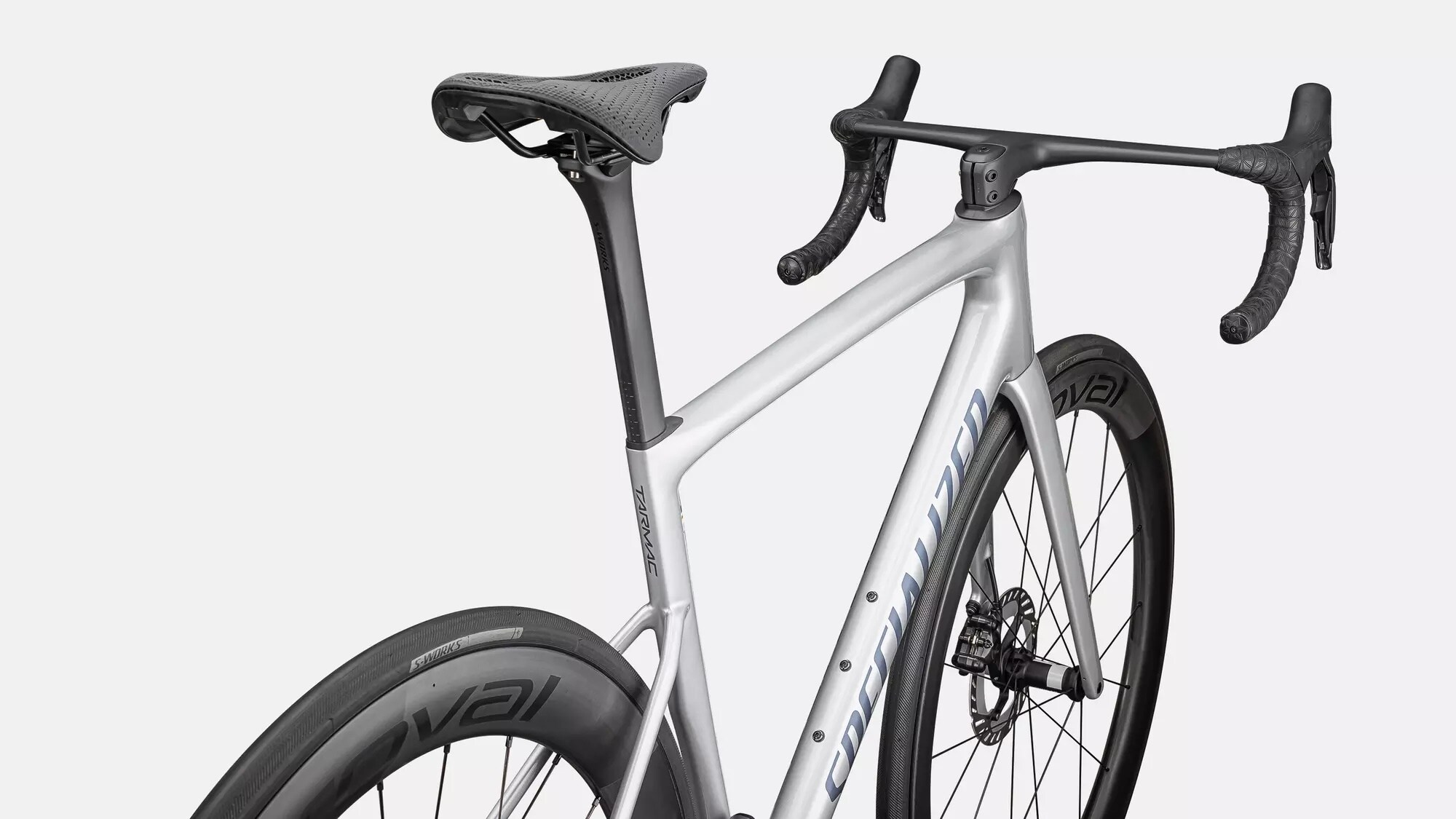 Specialized Cykel, Tarmac SL8 Pro UDi2, Gloss Liquid Silver / Satin Blue Pearl Over Black Liquid Metal