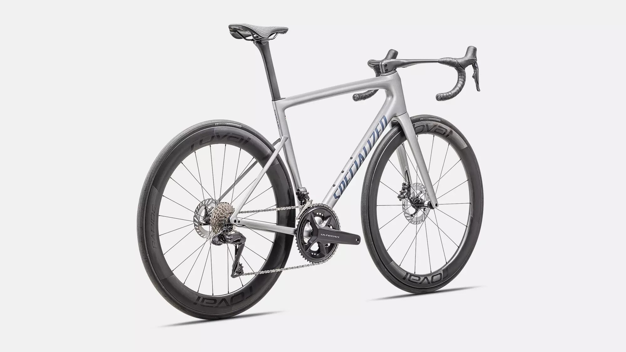 Specialized Cykel, Tarmac SL8 Pro UDi2, Gloss Liquid Silver / Satin Blue Pearl Over Black Liquid Metal