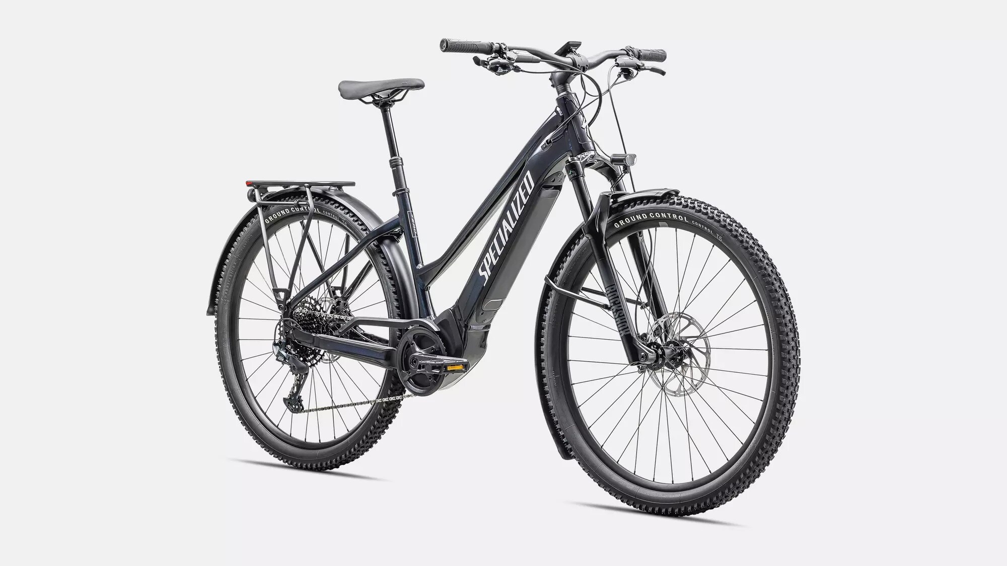 Specialized Cykel, Turbo Tero 5.0 EQ Step Through, Gloss Metallic Dark Navy / Silver Dust Reflective
