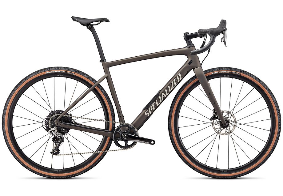 Specialized Cykel, Diverge Comp Carbon, Satin Gunmetal/White/Chrome/Clean