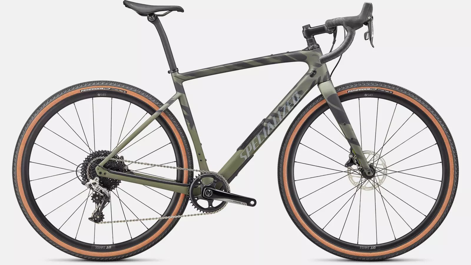 Specialized Cykel, Diverge Comp Carbon, Satin Olive/Oak/Chrome/Wild