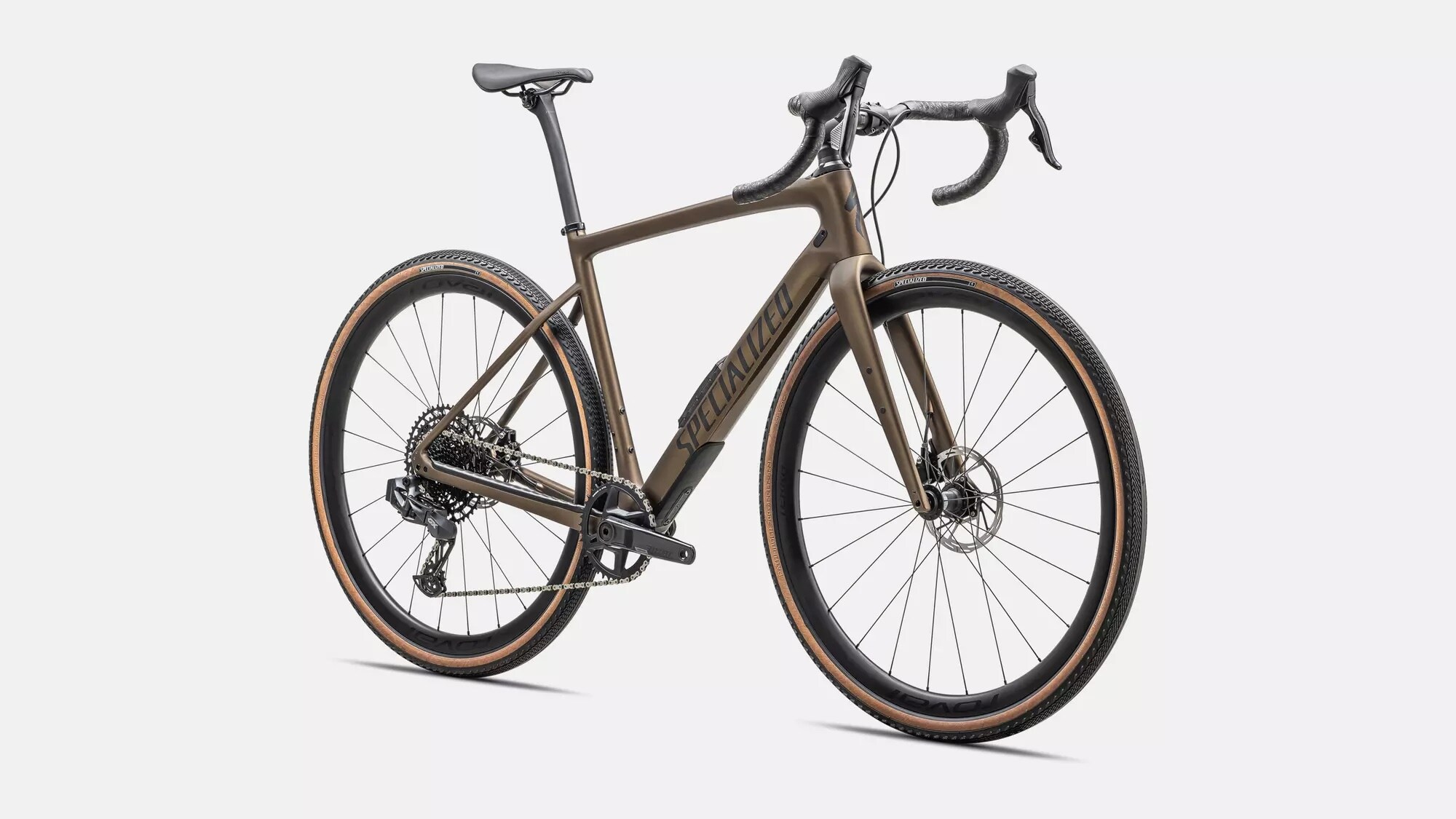 Specialized Cykel, Diverge Expert Carbon, Satin Burnt Gold Metallic / Black Liquid Metal