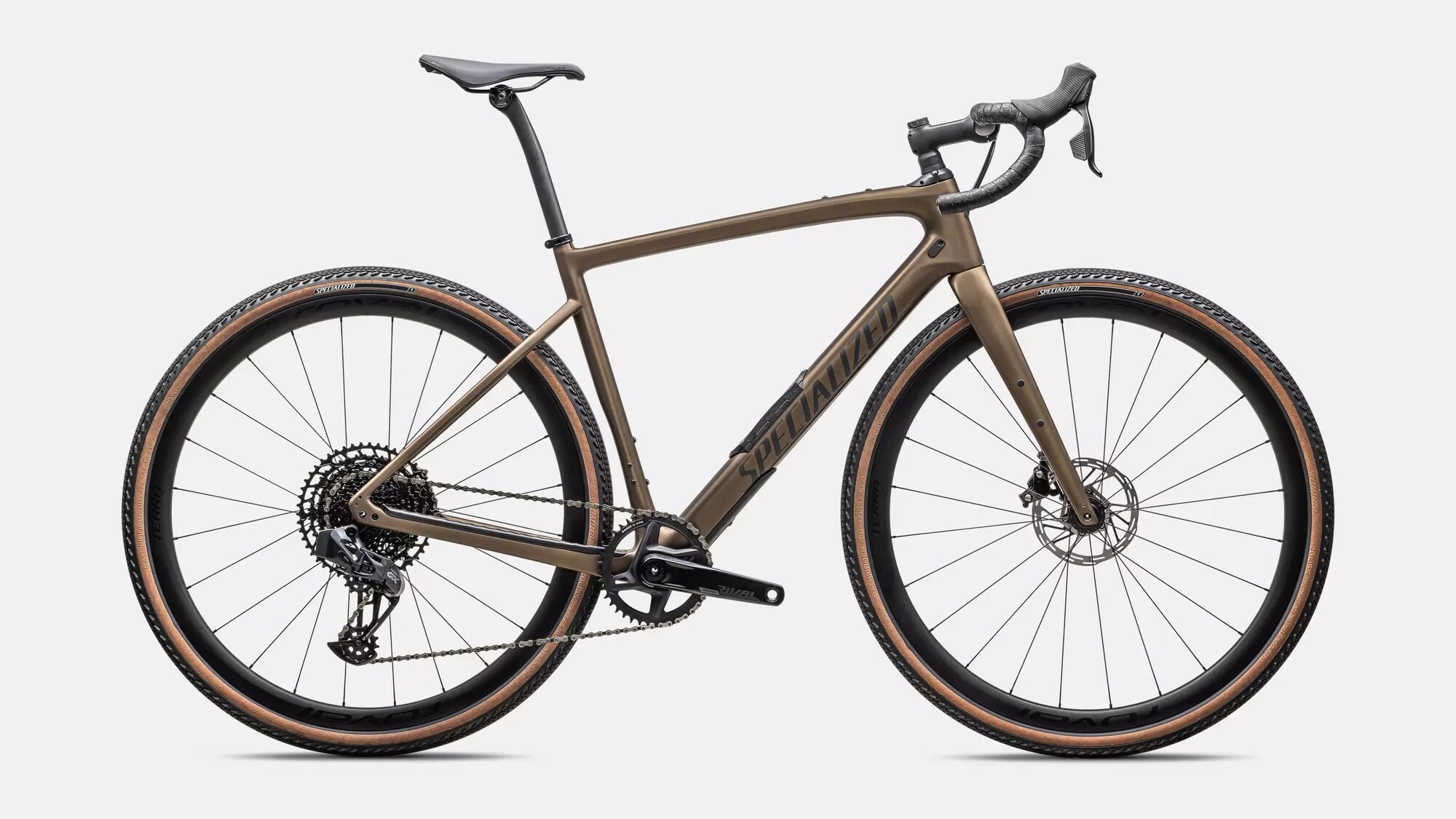 Specialized Cykel, Diverge Expert Carbon, Satin Burnt Gold Metallic / Black Liquid Metal