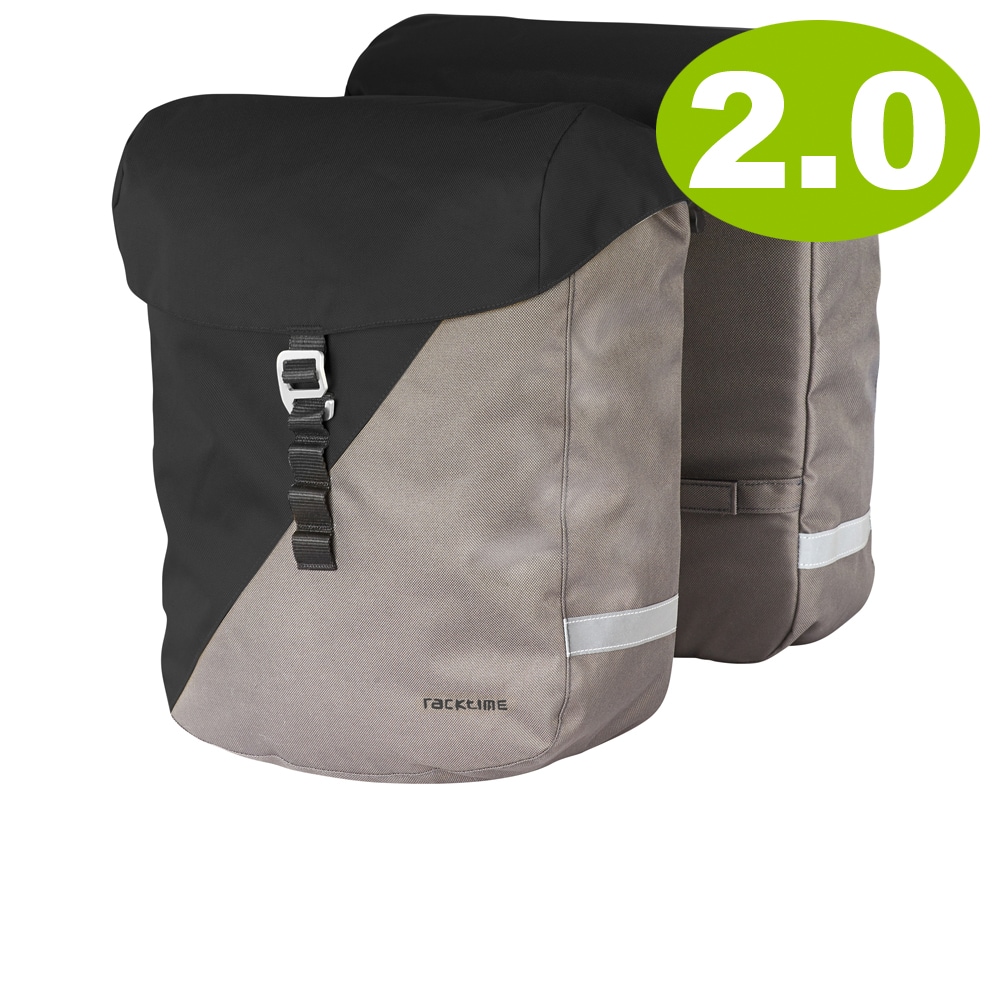 Racktime Packväska, VIDA 2.0 Double Bag, Carbon Black/stone grey