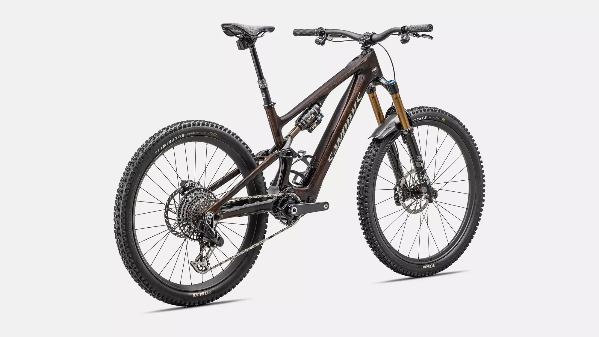 Specialized Cykel, Turbo Levo SL S-Works Carbon, Brown Tint / Gunmetal Impasto / Ashen Grey / Brushed Liquid Metal 