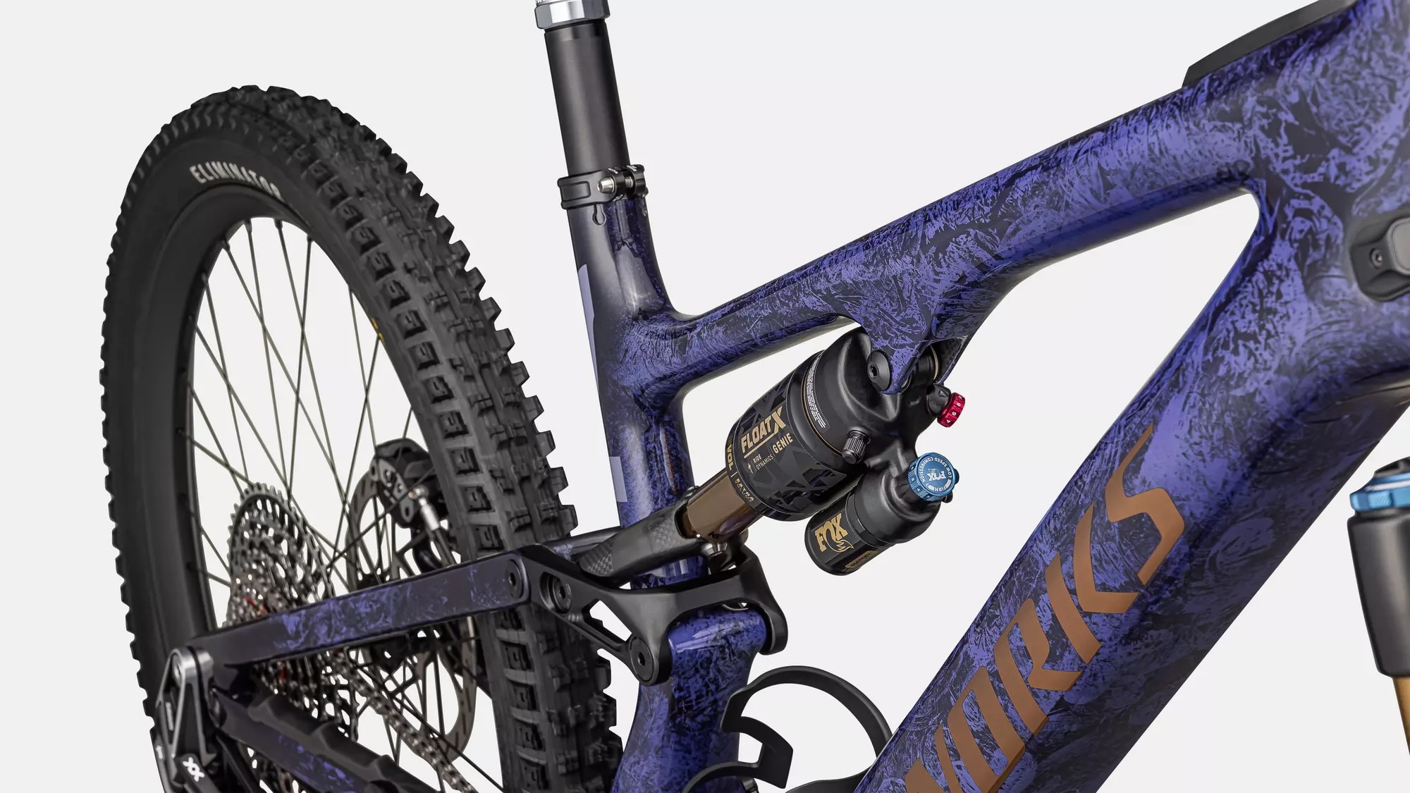 Specialized Cykel, Turbo Levo SL S-Works Carbon, Powdered Indigo Tint / Cool Grey Impasto / Midnight Shadow / Bronze 