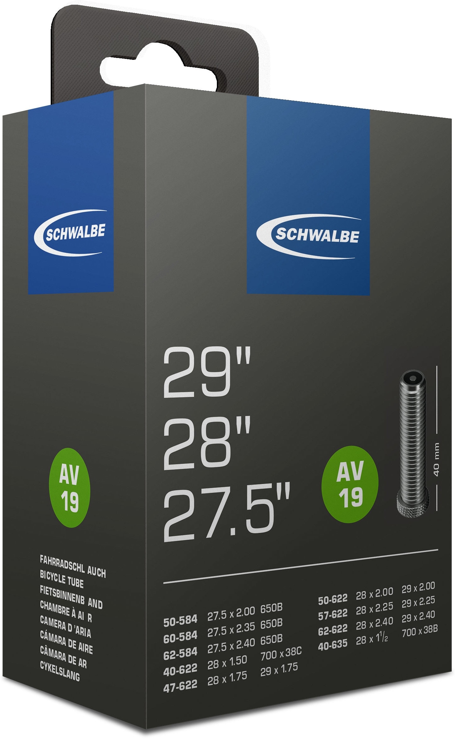 Schwalbe Slang, AV19 29x1.5-2.3, Schrader