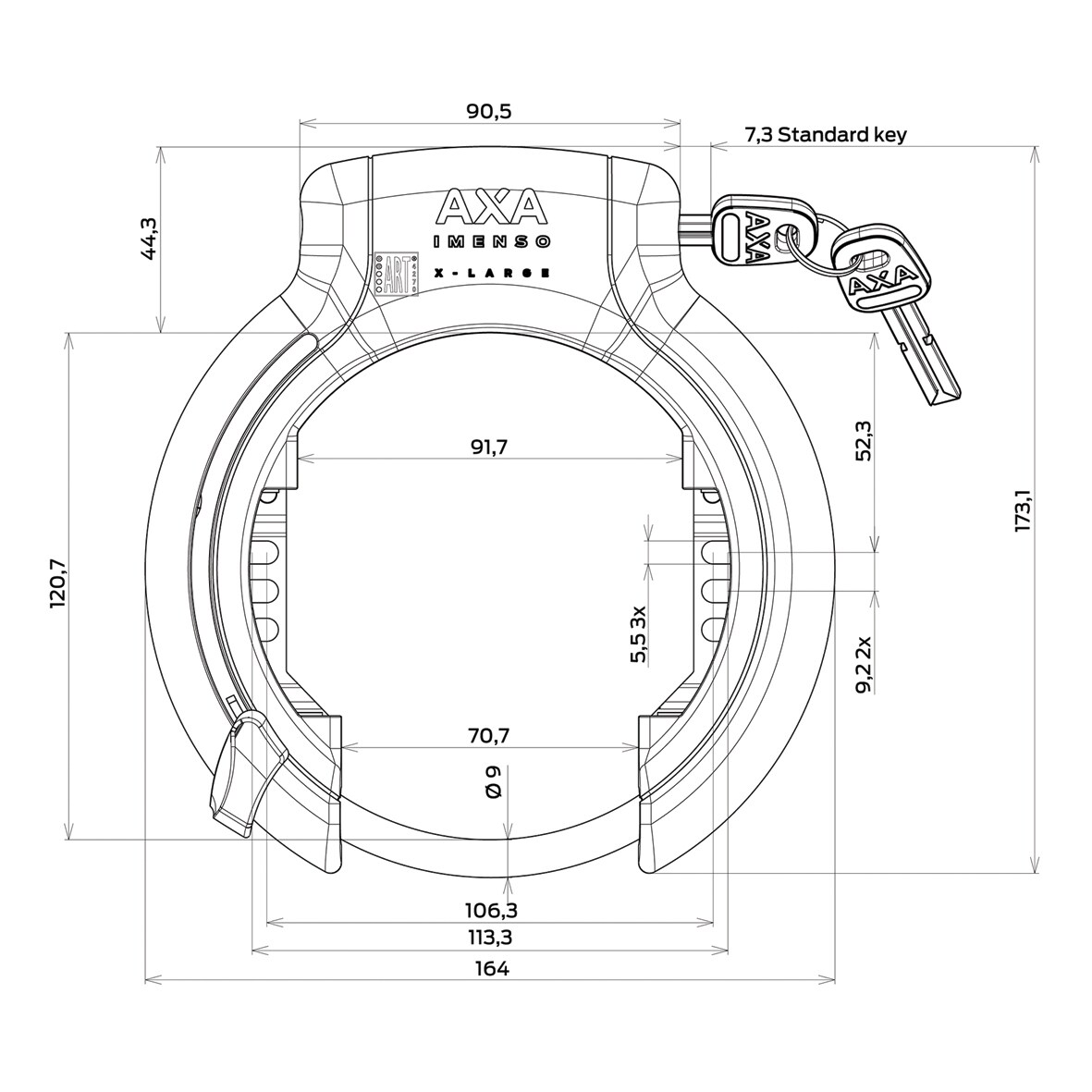 Axa Lås, Ring Lock Imenso XL, Svart