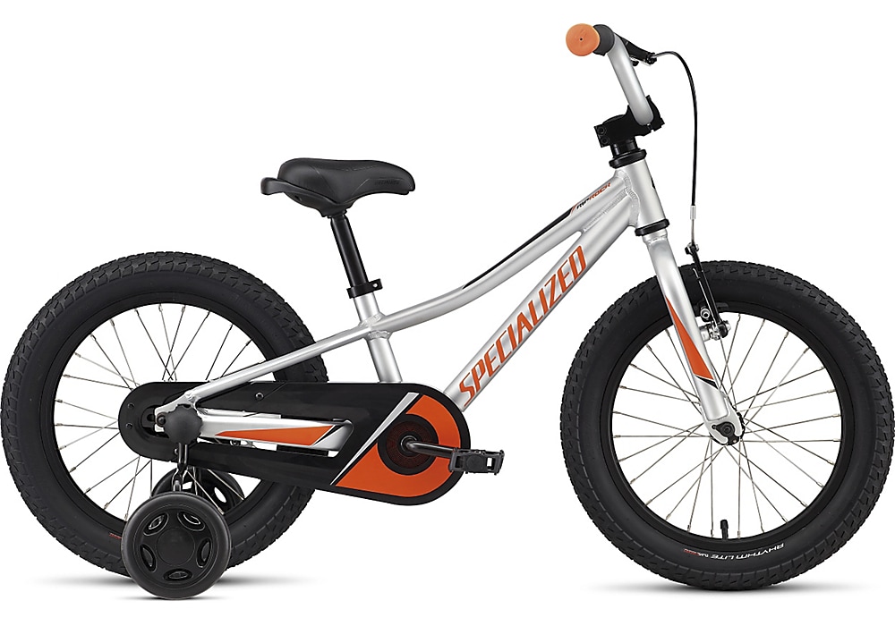 Specialized Cykel, Riprock Coaster 16, Silver/Moto Orange/Black Reflective