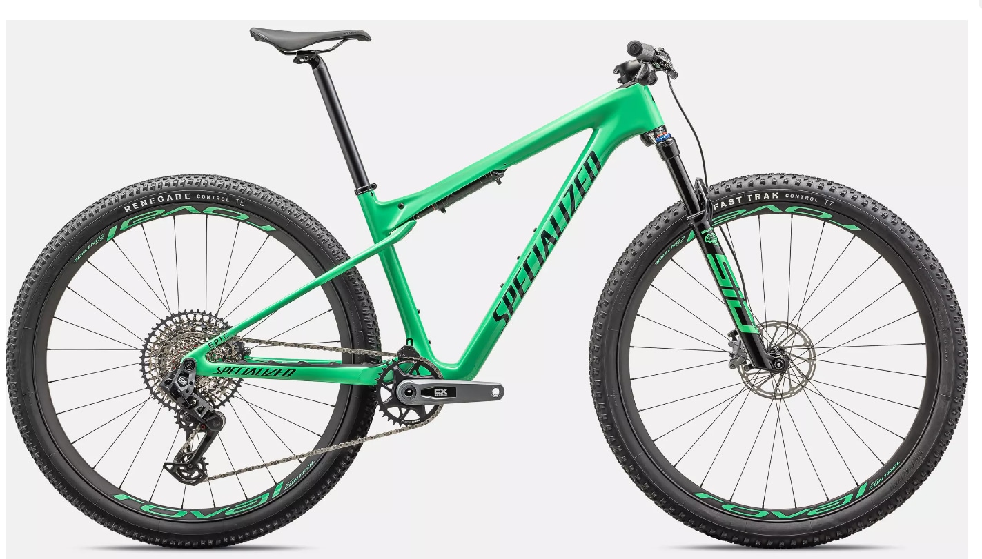 Specialized Cykel, Epic World Cup Expert, Gloss Electric Green / Forest Green Pearl