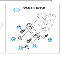 Shimano Skivbromsadapter, SM-MA-R160 Flat Mount Bak, Diverse Storleksalternativ