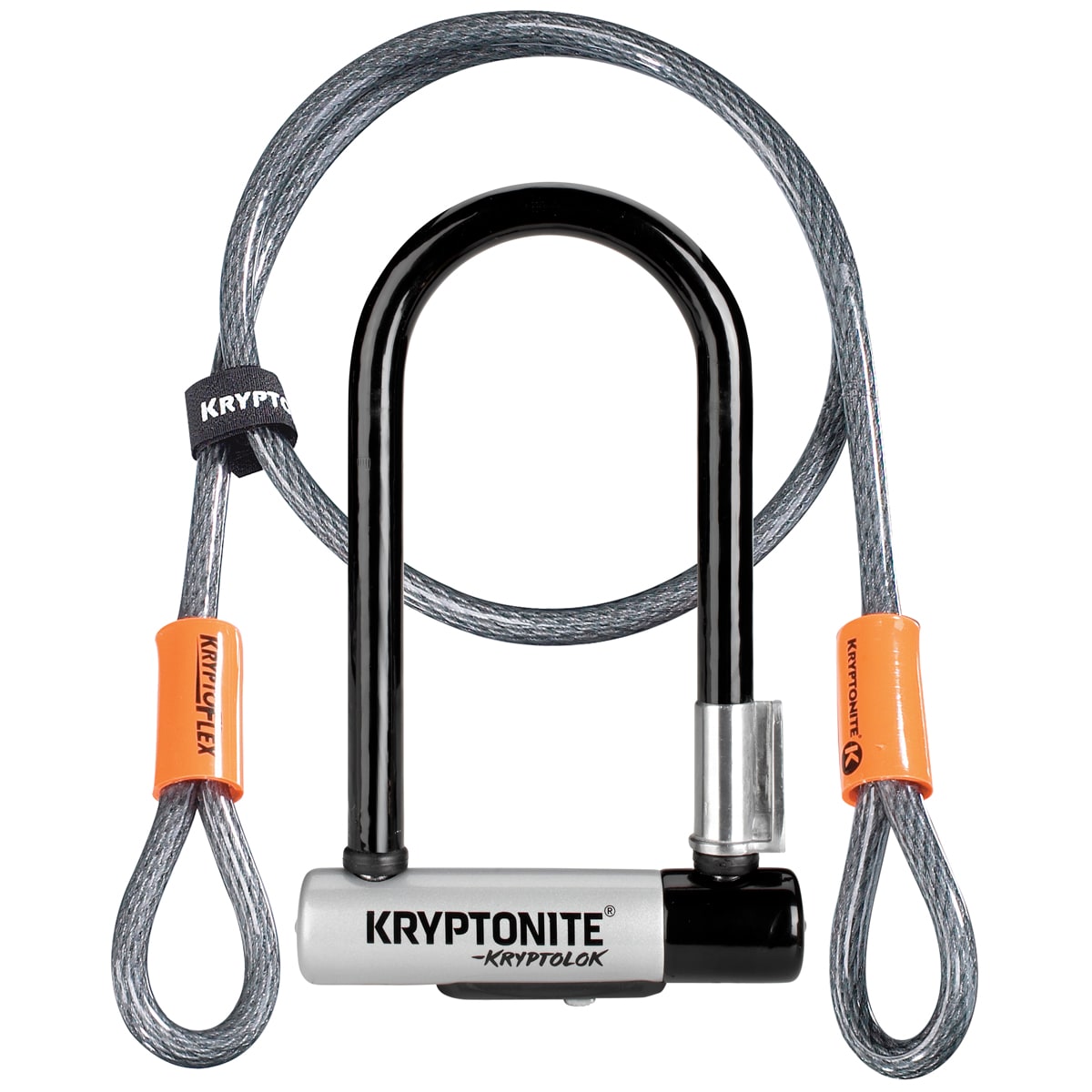 Kryptonite Bygellås, Kryptolok Mini 7 8.2cmx17.8cm/120cm kabel inkl. fäste, Black/Orange