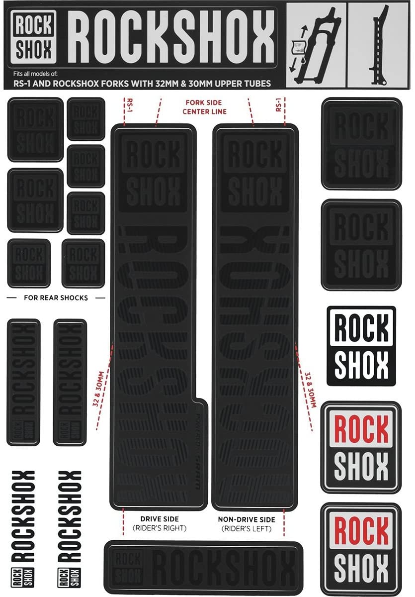 RockShox Ytterbens dekal, Dekal KIT, RS-1 & 30/32 mm (SID, XC30 m.m.), Stelth