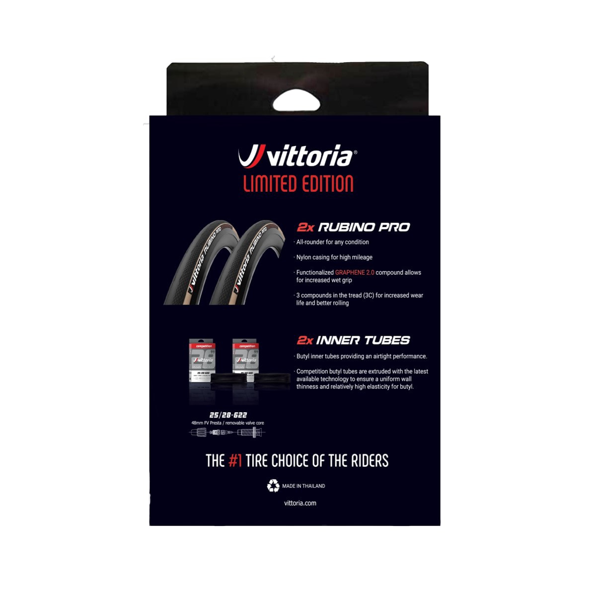 Vittoria Däck, Rubino Pro G2 700C + 2 slang, TAN/BLACK
