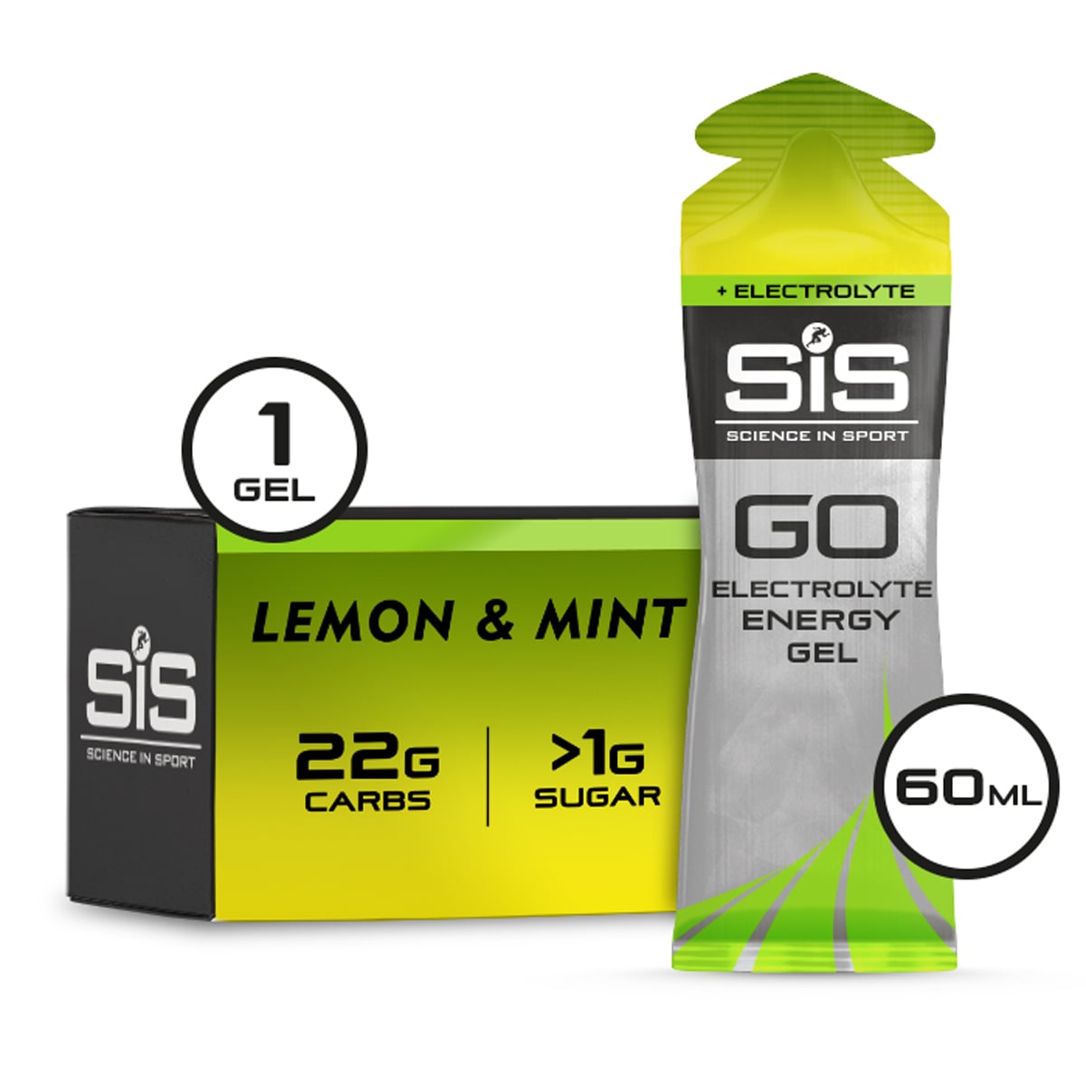SiS Gel, SiS Gel, GO Isotonic Energy + Electrolyte 60ml, Lemon/Mint
