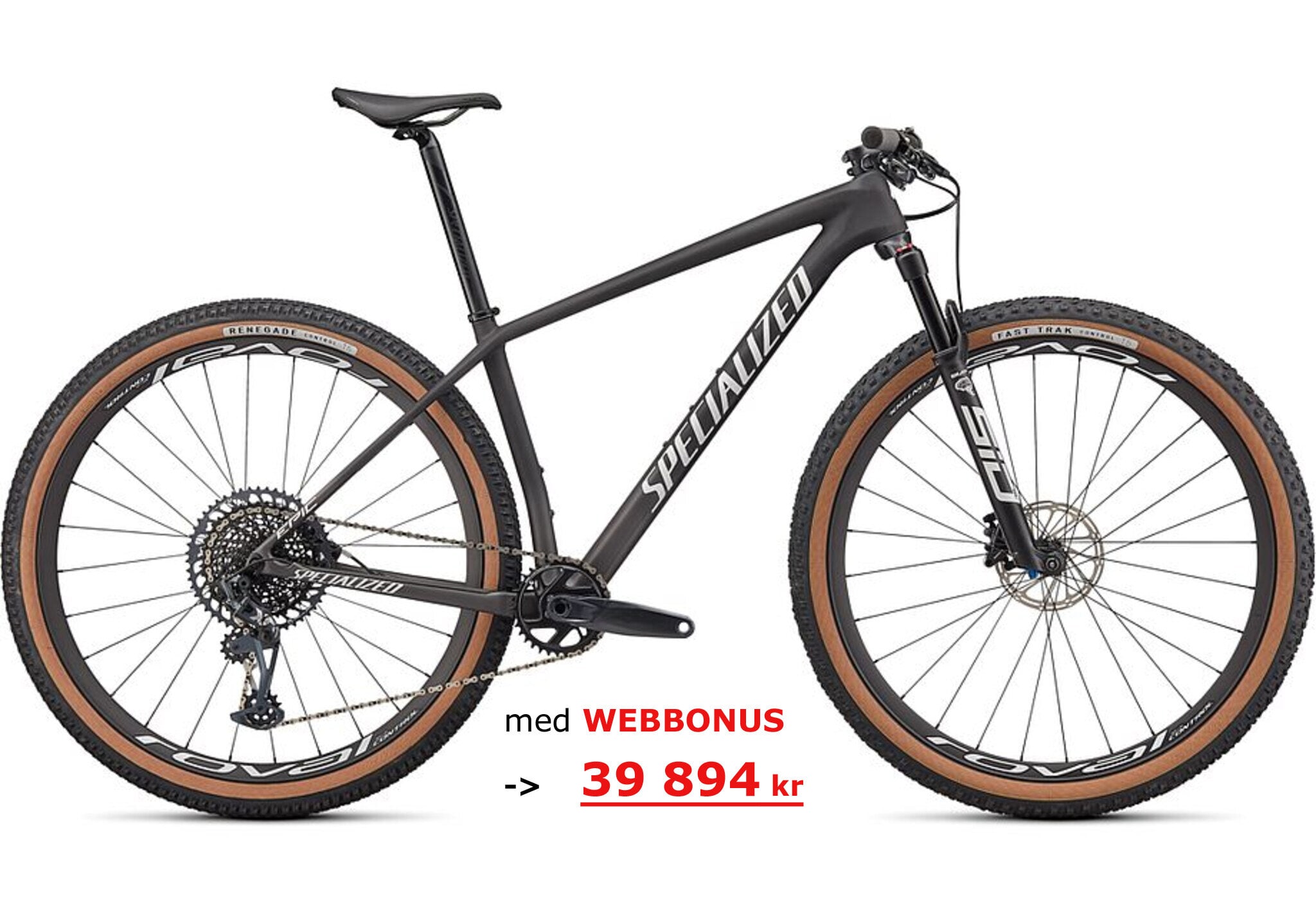 Specialized Cykel, Epic HT Expert LTD (SHM), SATIN CARBON / SMOKE GRAVITY FADE / WHITE